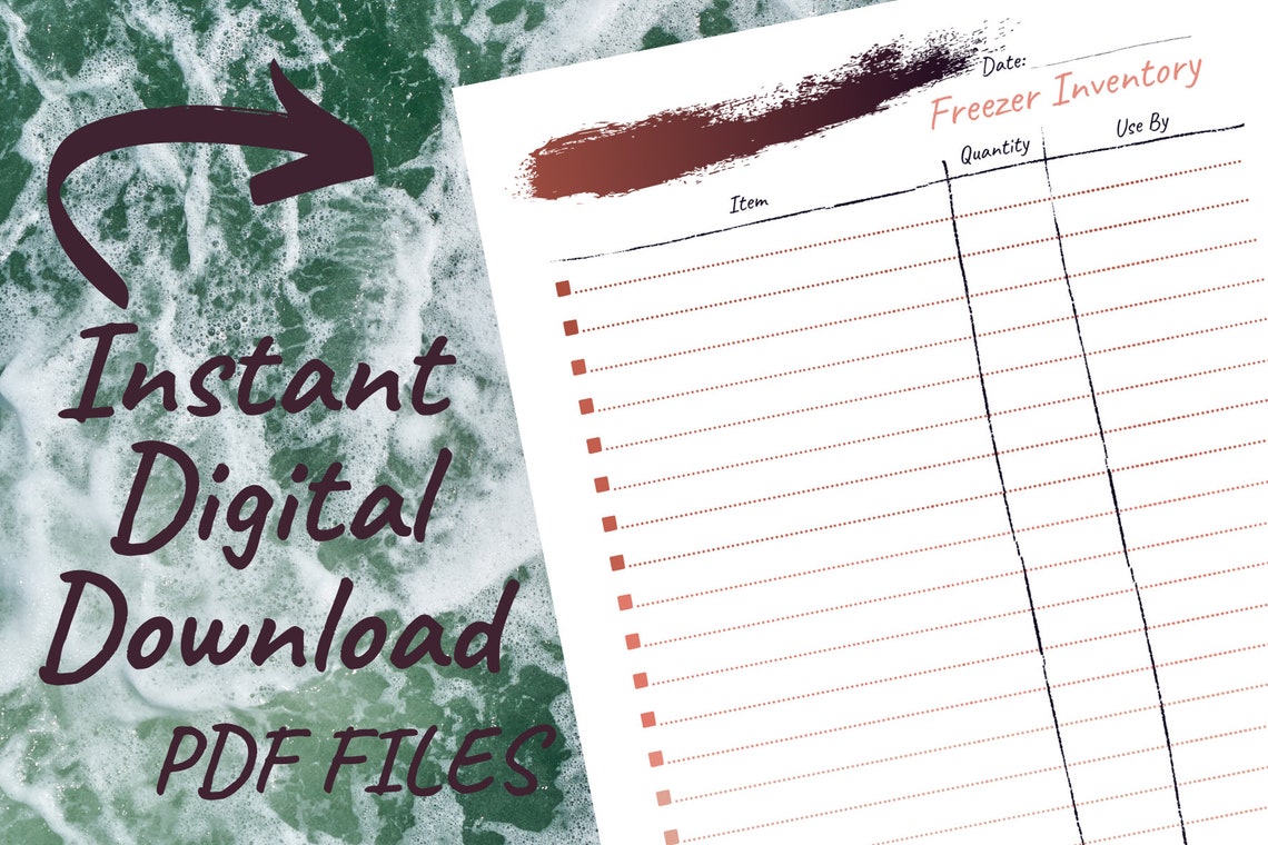 Kitchen Inventory Sheets Pantry, Refrigerator, Freezer, Seasonings