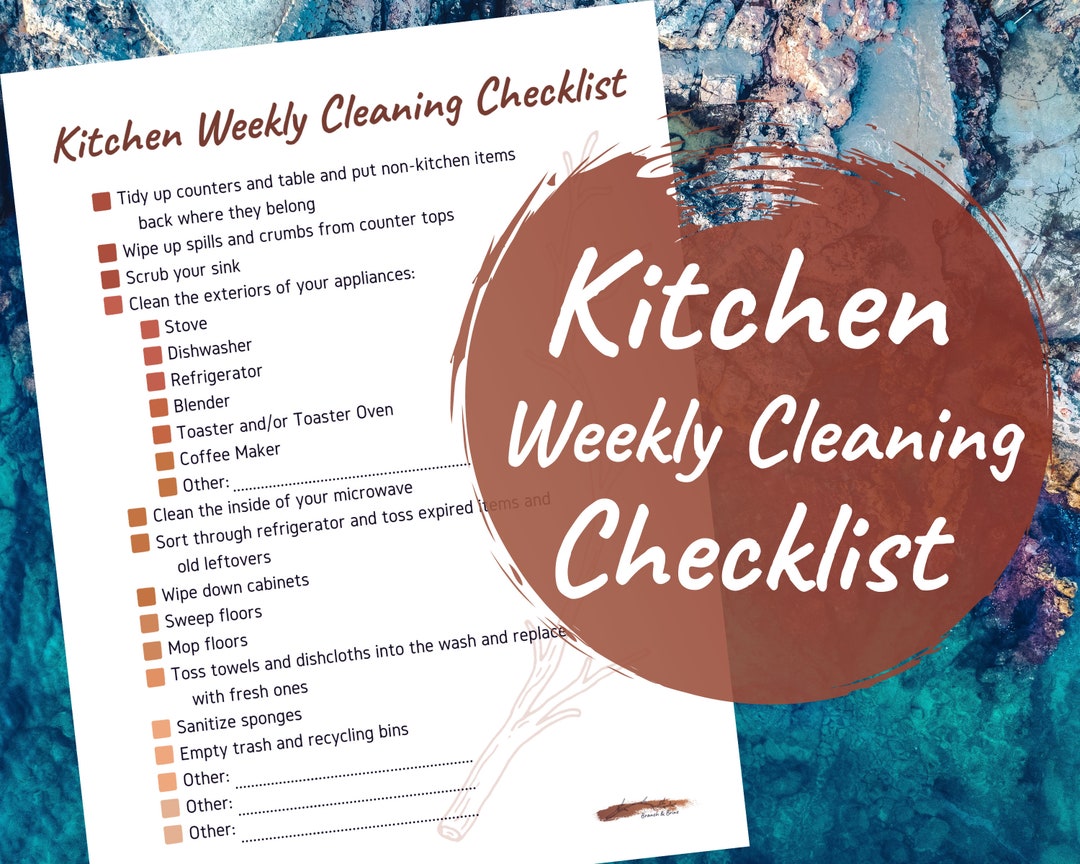 Kitchen Weekly Cleaning Checklist | Instant Digital Download | Tidy up ...