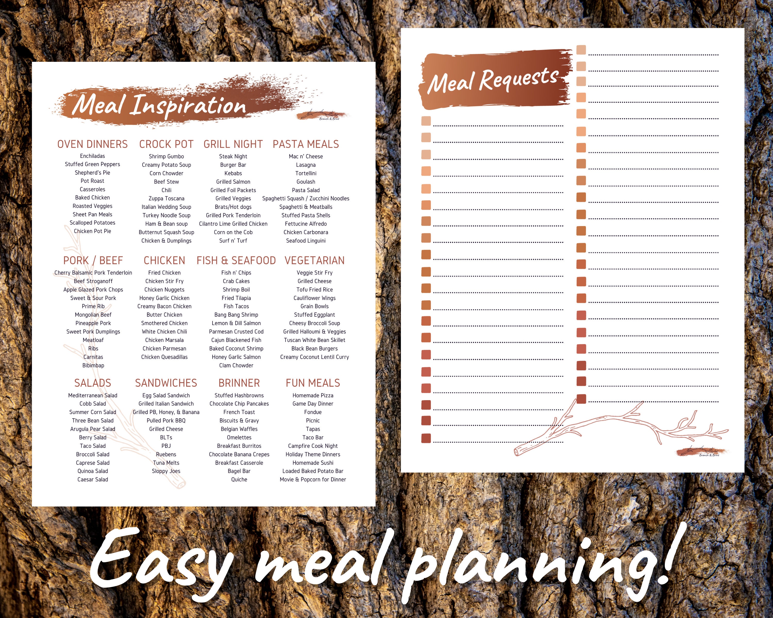 Meal Plan Printable Bundle | Weekly & Monthly Menu (digital Download ...