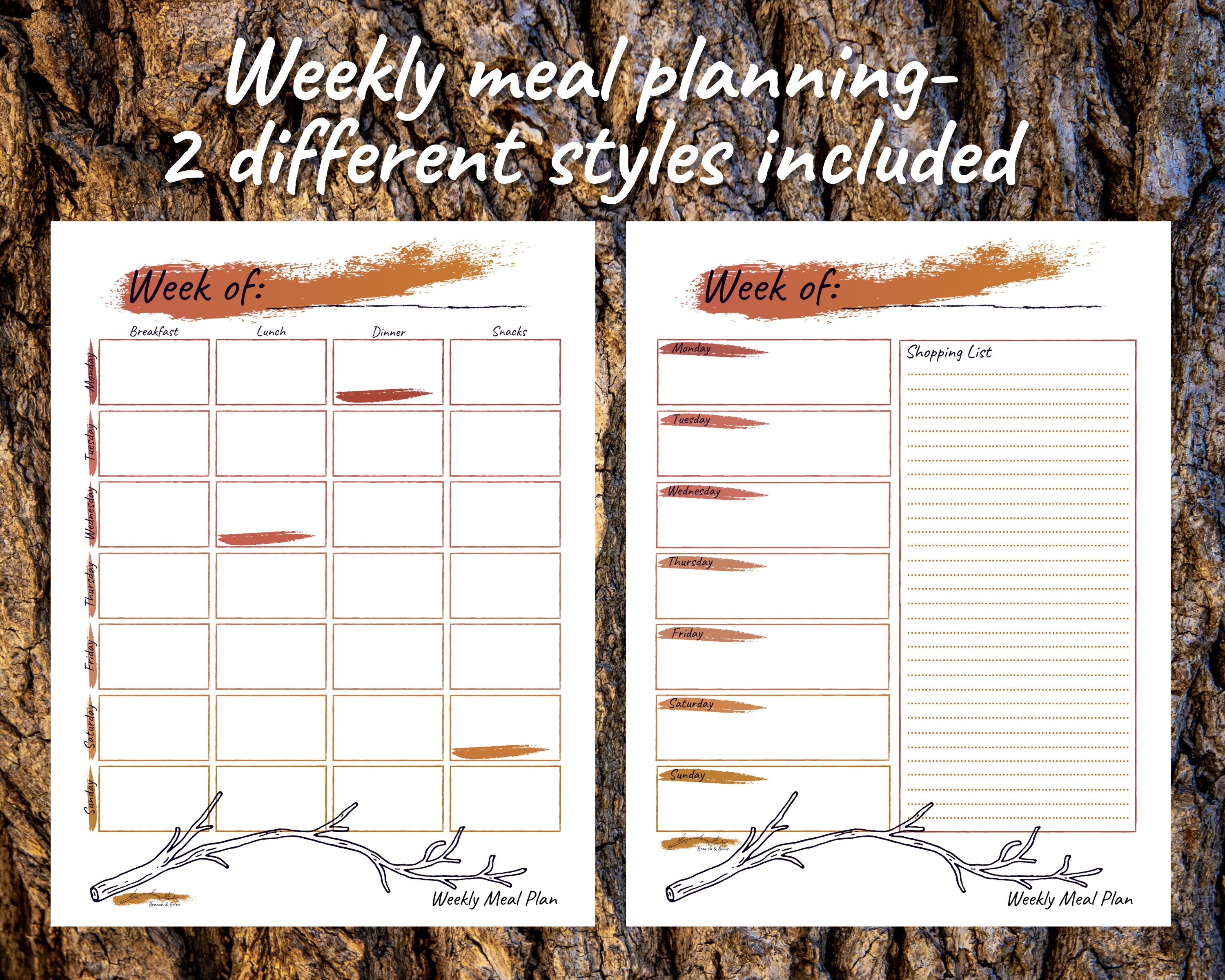 Meal Plan Printable Bundle | Weekly & Monthly Menu (digital Download ...