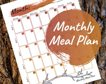 Sunset Monthly Meal Planner Printable | Kitchen Printables (Digital Download)
