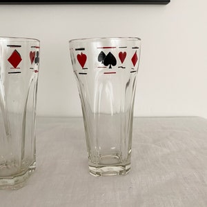 Ensemble de 6 verres vintage motif jeu de cartes