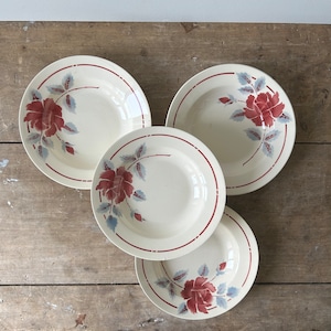 Set of 4 old earthenware soup plates from Moulin des Loups.