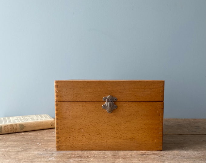 Vintage File Box in Varnished Beech Etsy