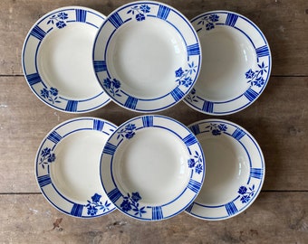 Set of 6 old Badonviller hollow plates