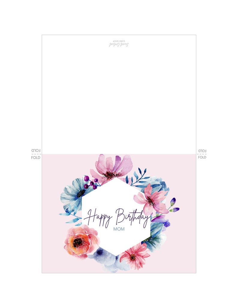 Happy Birthday Mom Card-printable Birthday Card for Mom-floral | Etsy