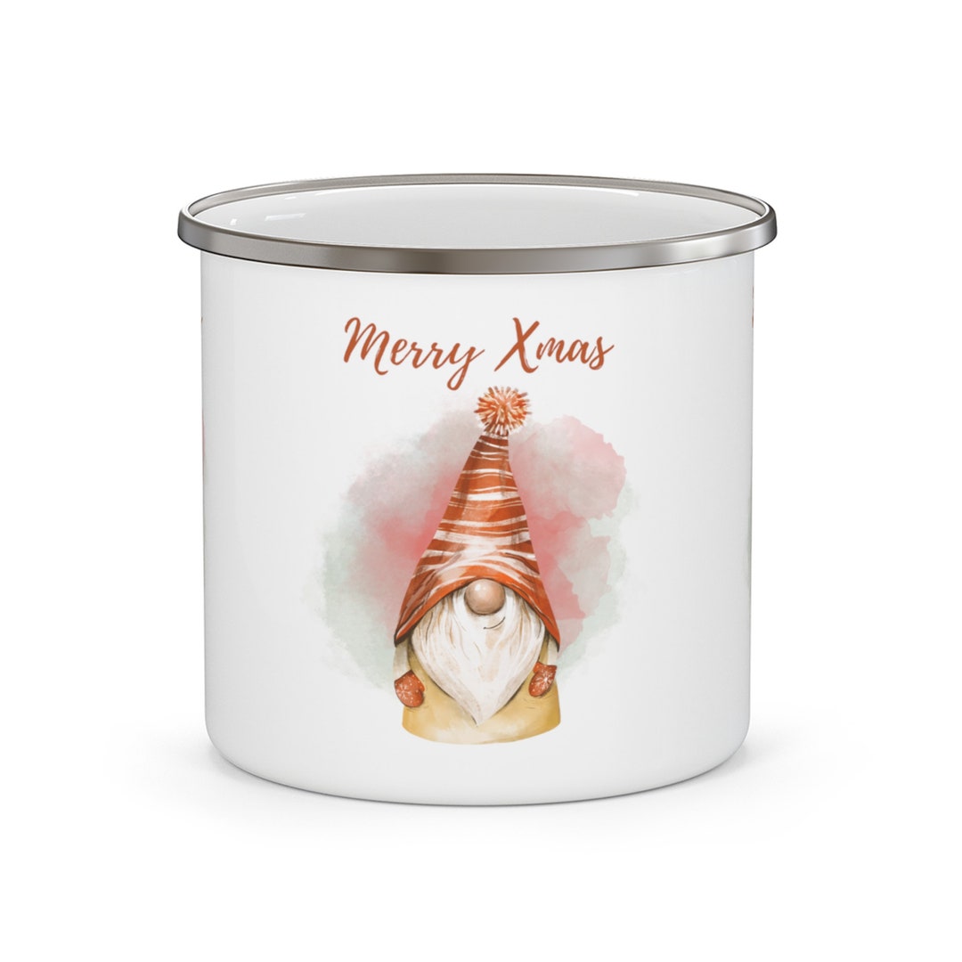 Enamel Mug Gnome Design Mug Gnomes Christmas Mug Christmas Etsy