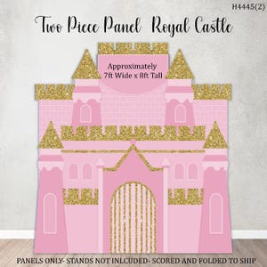 Pink Gold Castle 7x8 coroplast party prop, castle prop, castle backdrop, princess castle (no stakes nor stands included)H4445-fs-sb-2