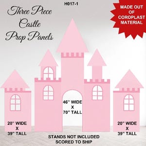 Castle Pink 3 piece castle  party prop birthday princess prince castle backdrop, fairytale(no stakes nor stands not included)H017-1-fs-sb