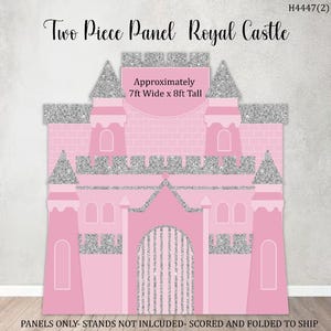 Pink Silver Castle 7x8 coroplast party prop, castle prop, castle backdrop, princess castle (no stakes nor stands included)H4447-fs-sb-2