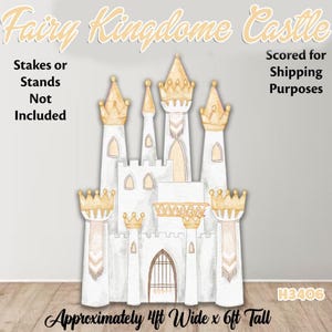 White gold Castle coroplast party prop, castle prop, castle backdrop, princess castle (no stakes nor stands included)H3406-3QS-SB