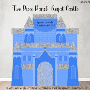 Blue Silver Castle 7x8 coroplast party prop, castle prop, castle backdrop, princess castle (no stakes nor stands included)H4446-fs-sb-2