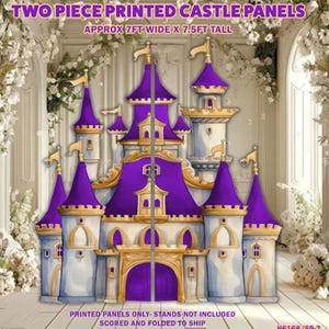 7ft X 7 1/2 FT Purple Castle panel coroplast party decor princess and prince decor  castle party props (stands nor stake not included)