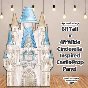 Castle White Blue party prop birthday princess prince prop, castle backdrop, fairy tale (no stakes nor stands not included) H3777-3QS-SB