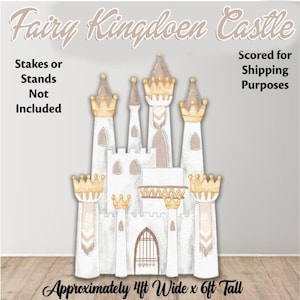 White brown Castle coroplast party prop, castle prop, castle backdrop, princess castle (no stakes nor stands included)H3404-3QS-SB