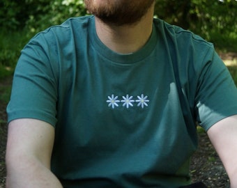 Daisy Embroidered T-Shirt: Minimal Floral Organic Cotton Tee