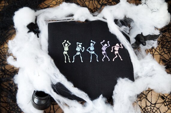 Pastel Glow in the Dark Rainbow Dancing Skeletons Crewneck Sweatshirt, Hoodie / T-shirt
