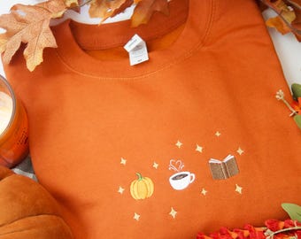 Autumn Icons Embroidered Pullover: Autumn Lover Crewneck - Fall Essential