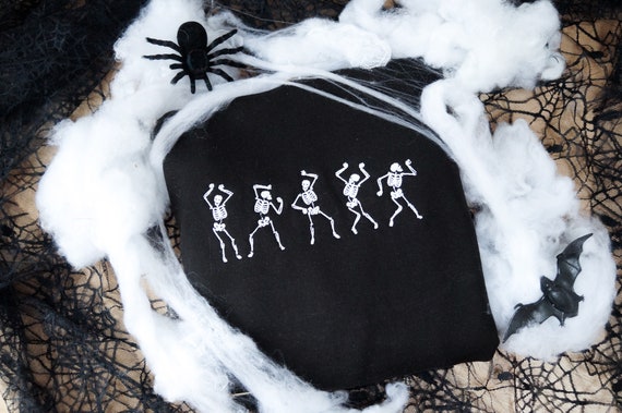 White Glow in the Dark Dancing Skeleton Halloween Crewneck/Hoodie/T-Shirt