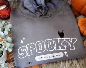 Spooky Season Pullover Hoodie: Halloween Graphic Hooded Sweatshirt