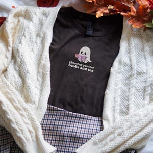 Ghosting you For Books and Tea (Coffee) T-Shirt: Bookish Halloween Tee