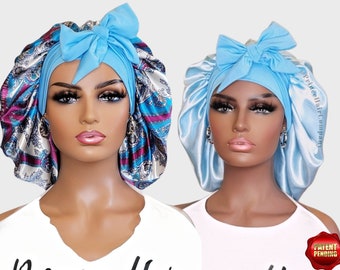 Satin-Lined Stretch Tie Bonnet for All Hair Types. Perfect gift.