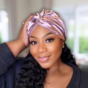 All Satin Twisted Knot Turban Beanie – Stylish Hair Protection, Satin-Lined Headwrap, Chic & Comfortable
