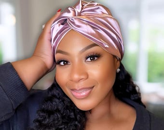 All Satin Twisted Knot Turban Beanie – Stylish Hair Protection, Satin-Lined Headwrap, Chic & Comfortable