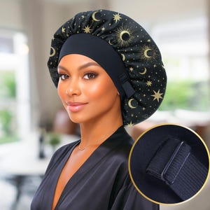 No Slip Unisex Charmeuse Silk Satin Hair Bonnet – Tie-Free Satin Lined Sleep Cap with Adjustable Wide Band | Multiple Colors Available