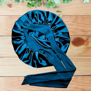 Satin Bonnet with Adjustable Stretch Ties for All Hair Types | Comfortable Sleep Cap for Natural, Curly, Coily, Wavy, and Straight Hair