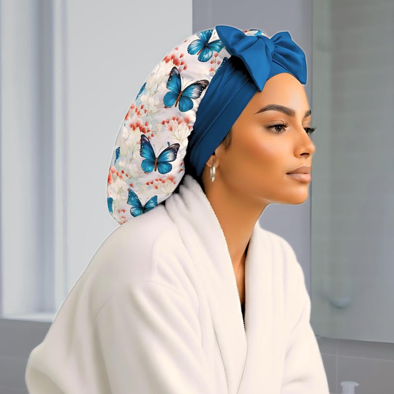 Gift Wrapped Silk Satin Sleep Bonnet & Scrunchie Set | Charmeuse Print | Adjustable Stretch Tie | Handmade in USA