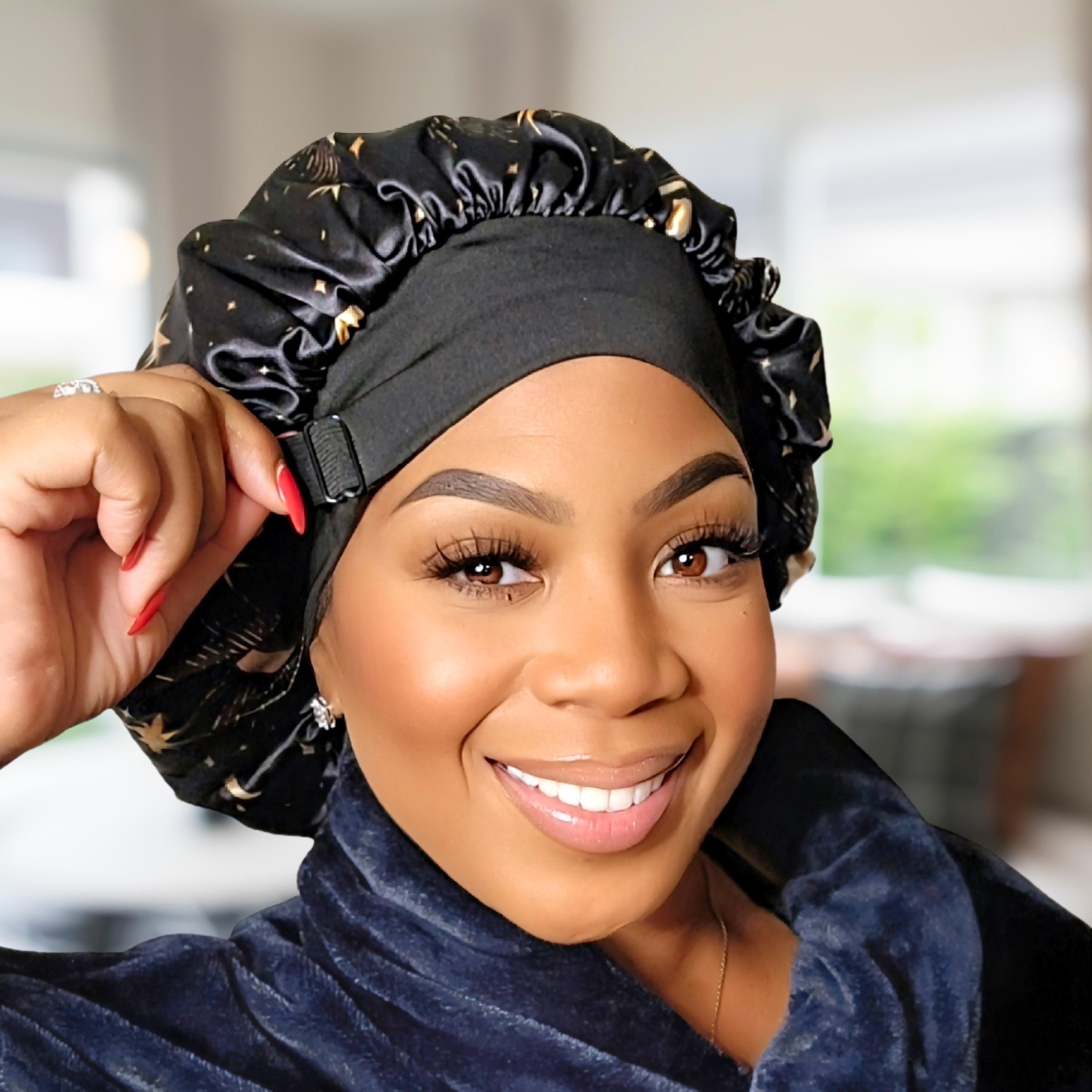 Double Layer Satin Sleep Cap for Curly Hair Non-Slip Adjustable Unisex COMFYROLL Silk Satin Bonnet for Sleeping and Hair Protection  main image 4
