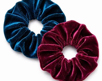 Juego de 2 coleteros de terciopelo color sangría medianoche, coleteros para el cabello para mujer, sujetador de moño, coleteros de muñeca bonitos, regalo para ella.