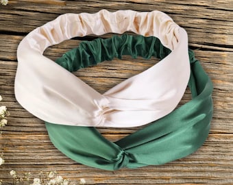 Charmeuse Satin Twisted Knoten elastisches Stirnband - Stilvoll, bequem und haarfreundlich