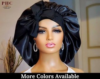 Luxury Satin Hair Bonnet with Stretch Ties for ALL Hair Types