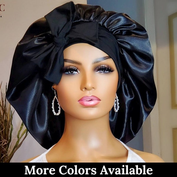 Luxury Satin Hair Bonnet with Stretch Ties for ALL Hair Types