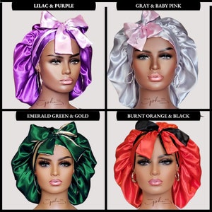 All Satin Reversible Tie Bonnet Satin-lined Satin Ties Multiple Colors ...