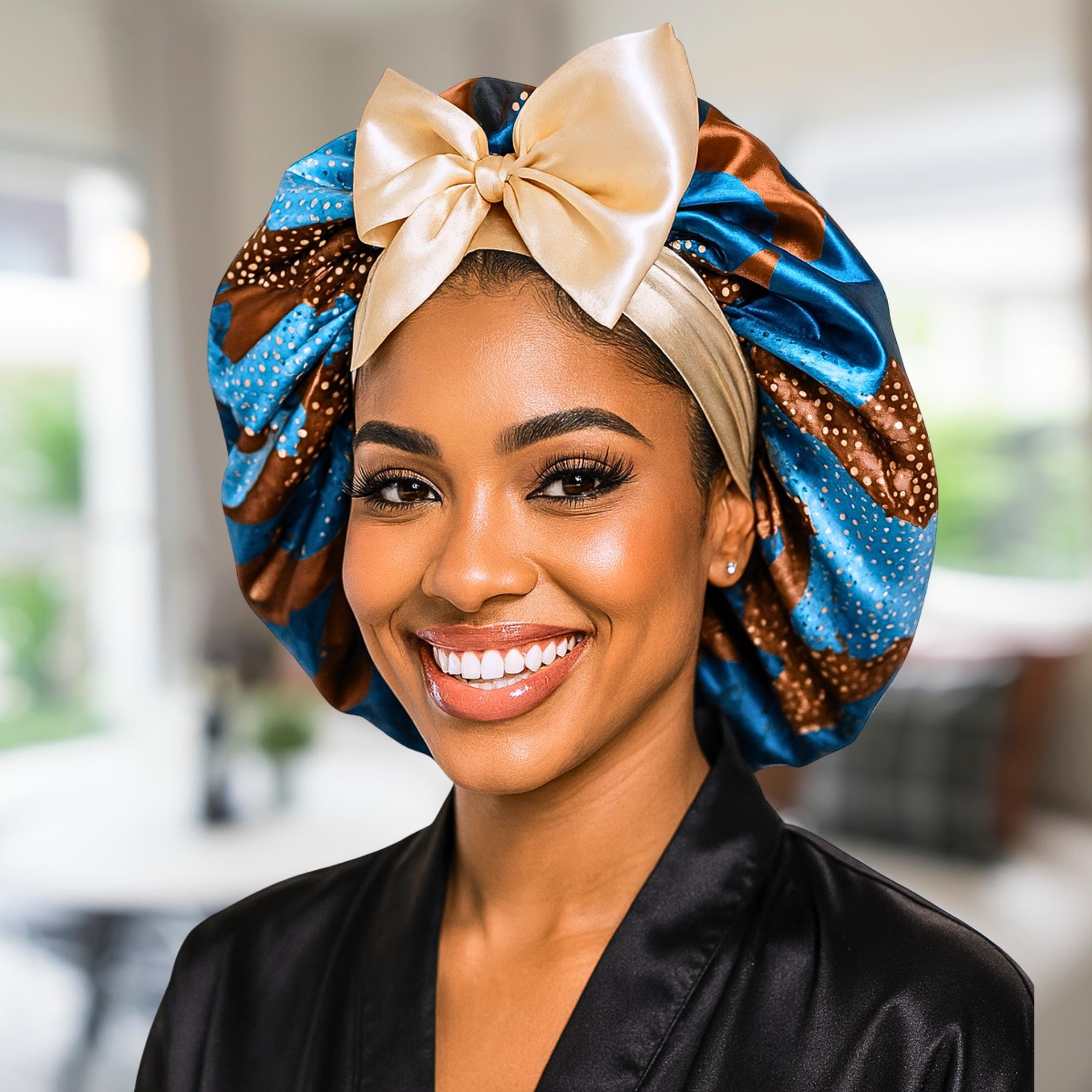 8Pcs Satin Bonnet Silk Sleep Cap Set Breathable Hair Protection for Women Silk Satin Hair Bonnet 3 Pcs Set for Women, Girls - Wide  main image 2