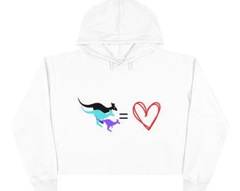 Crop Hoodie Kangaroos Equal Love White