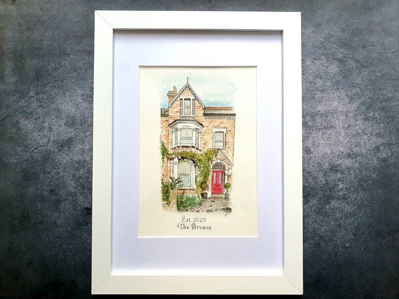 custom watercolour house portrait, greetings card, personalised house warming gift, new home, handpainted house painting, first home drawing image 2