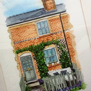 custom watercolour house portrait, greetings card, personalised house warming gift, new home, handpainted house painting, first home drawing image 6
