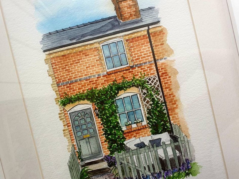 custom watercolour house portrait, greetings card, personalised house warming gift, new home, handpainted house painting, first home drawing image 6