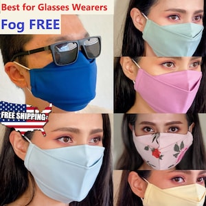 No Fog Face Masks for glasses wearers Japanese cotton professional 3D face mask for men women reusable, washable, cool mask, no foggy