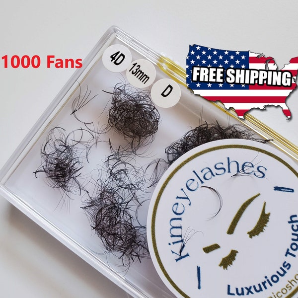 4D 5D 6D 7D 1000 Premade Mega Volume loose Fans C and D Curl 0.07 by Kimeyelashes eyelash extensions crafted Russian volume fan lash promade