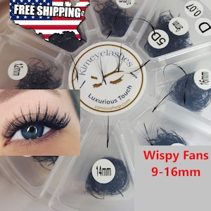 5D Wispy 1000 Fans Premade Volume loose Fans C, D Curl 0.07 Mixed Lengths by Kimeyelashes eyelash extensions supplies Promade volume fan