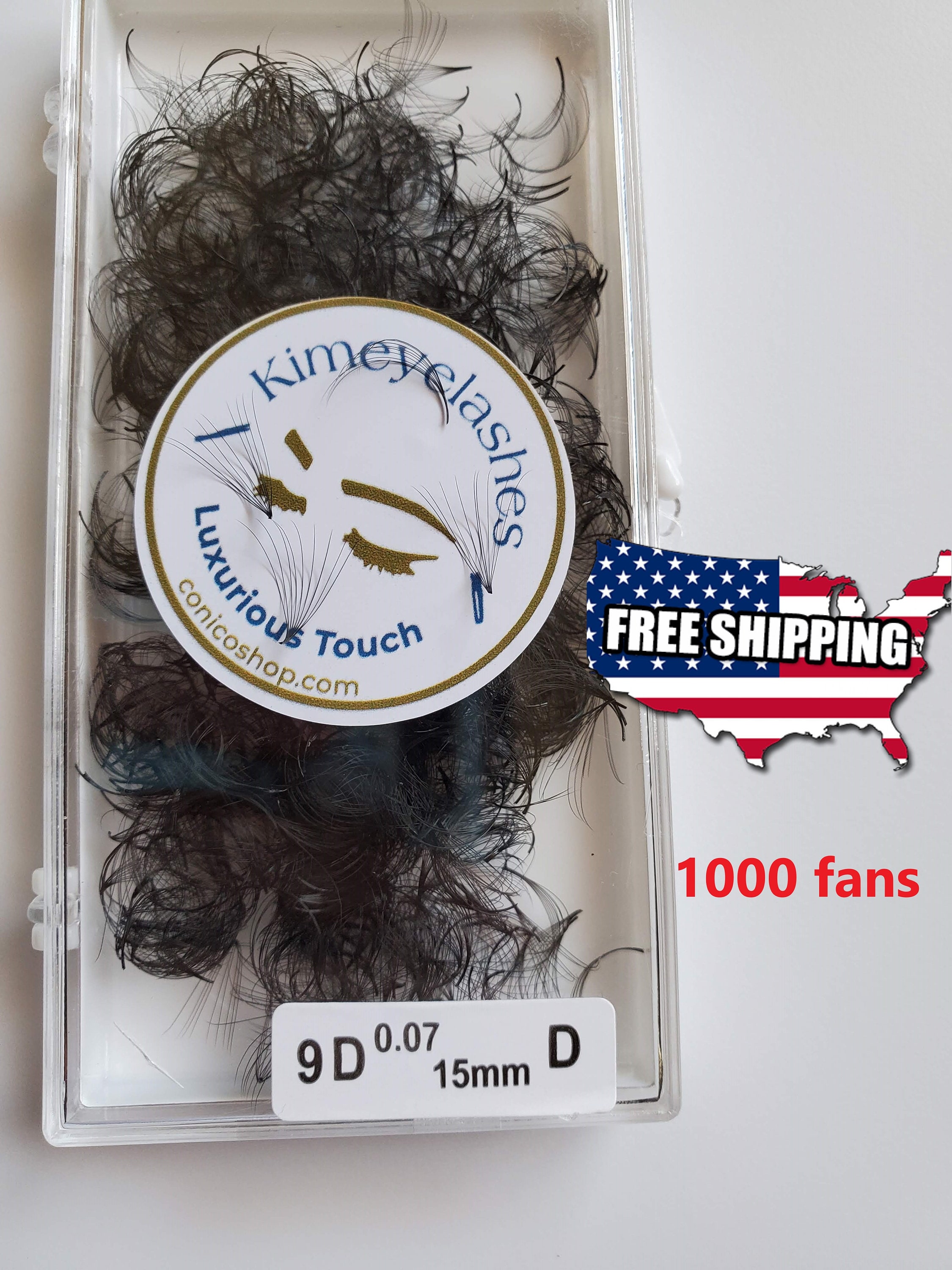 8D 9D 10D 1000 Premade Mega Volume loose Fans C and D Curl 0.07 by Kimeyelashes eyelash extensions crafted Russian volume fan lash promade