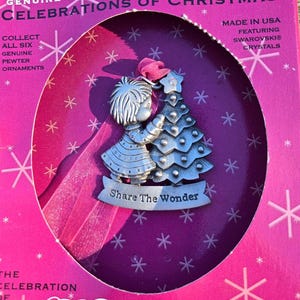 Vintage Pewter Christmas Ornament, Made in USA