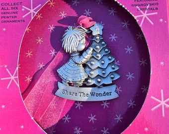 Vintage Pewter Christmas Ornament, Made in USA