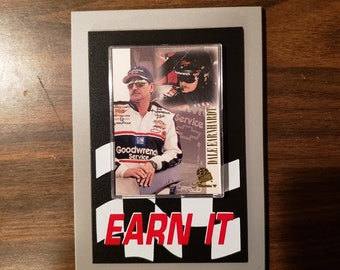 Dale Earnhardt  NASCAR Trading Card on a Plaque