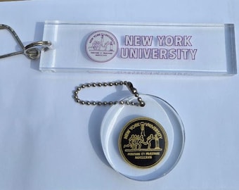 New York University, NYU lucite embedment key tag set